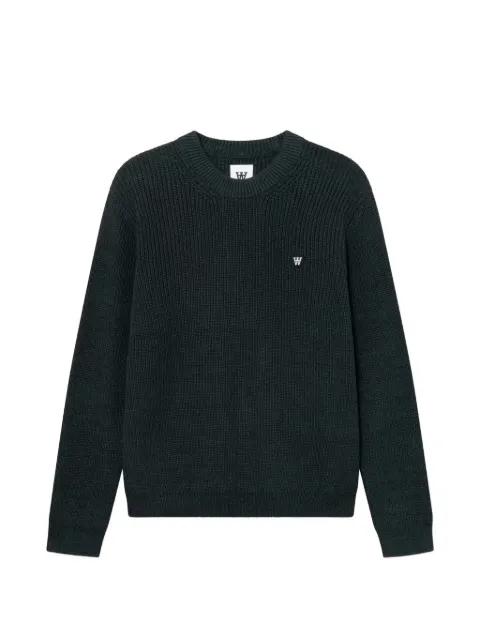 Wood Wood logo-patch ribbed-knit sweater