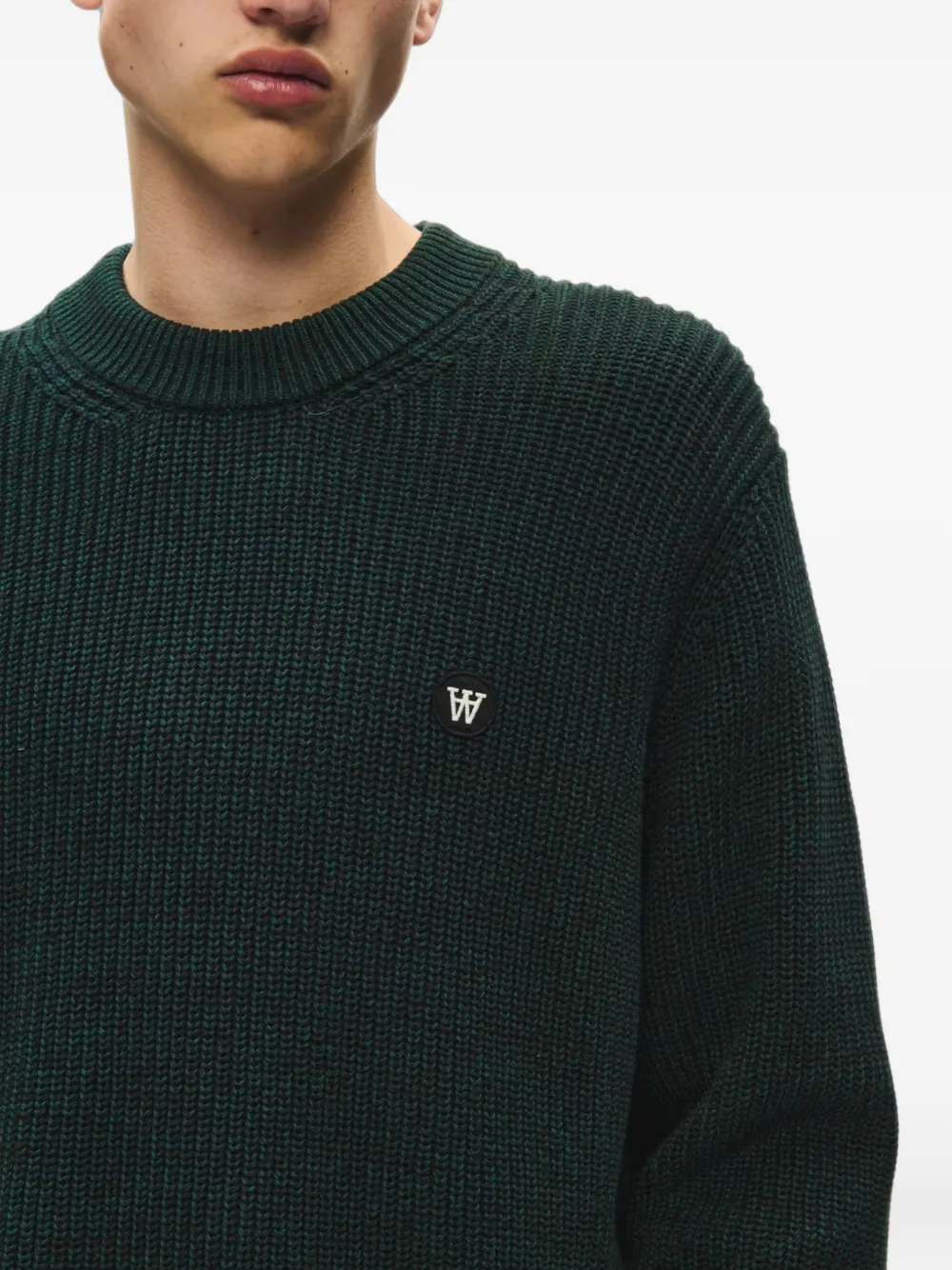 Wood Ribgebreide trui met logopatch Groen