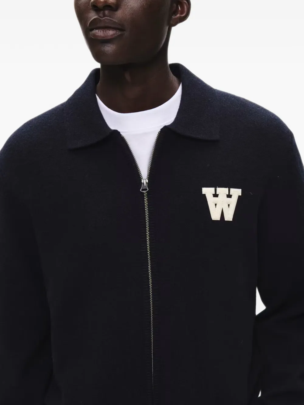 Wood WWTay vest met logo-patch en rits Blauw