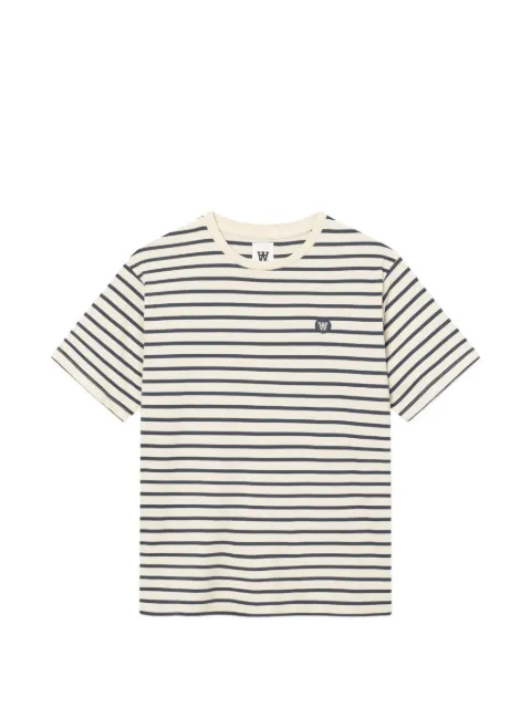 Wood Wood Ace striped logo-patch T-shirt