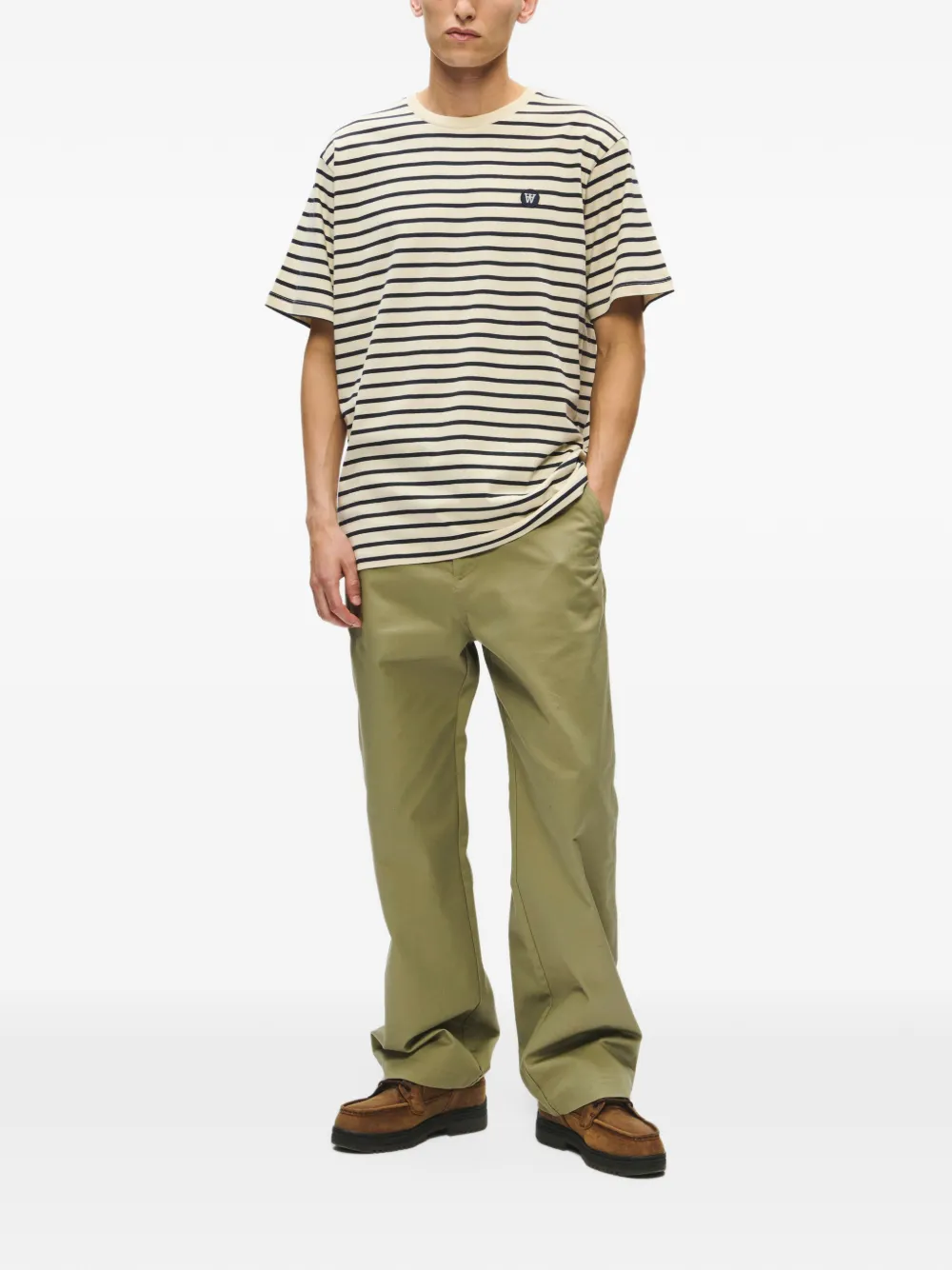 Wood T-shirt met logopatch Wit