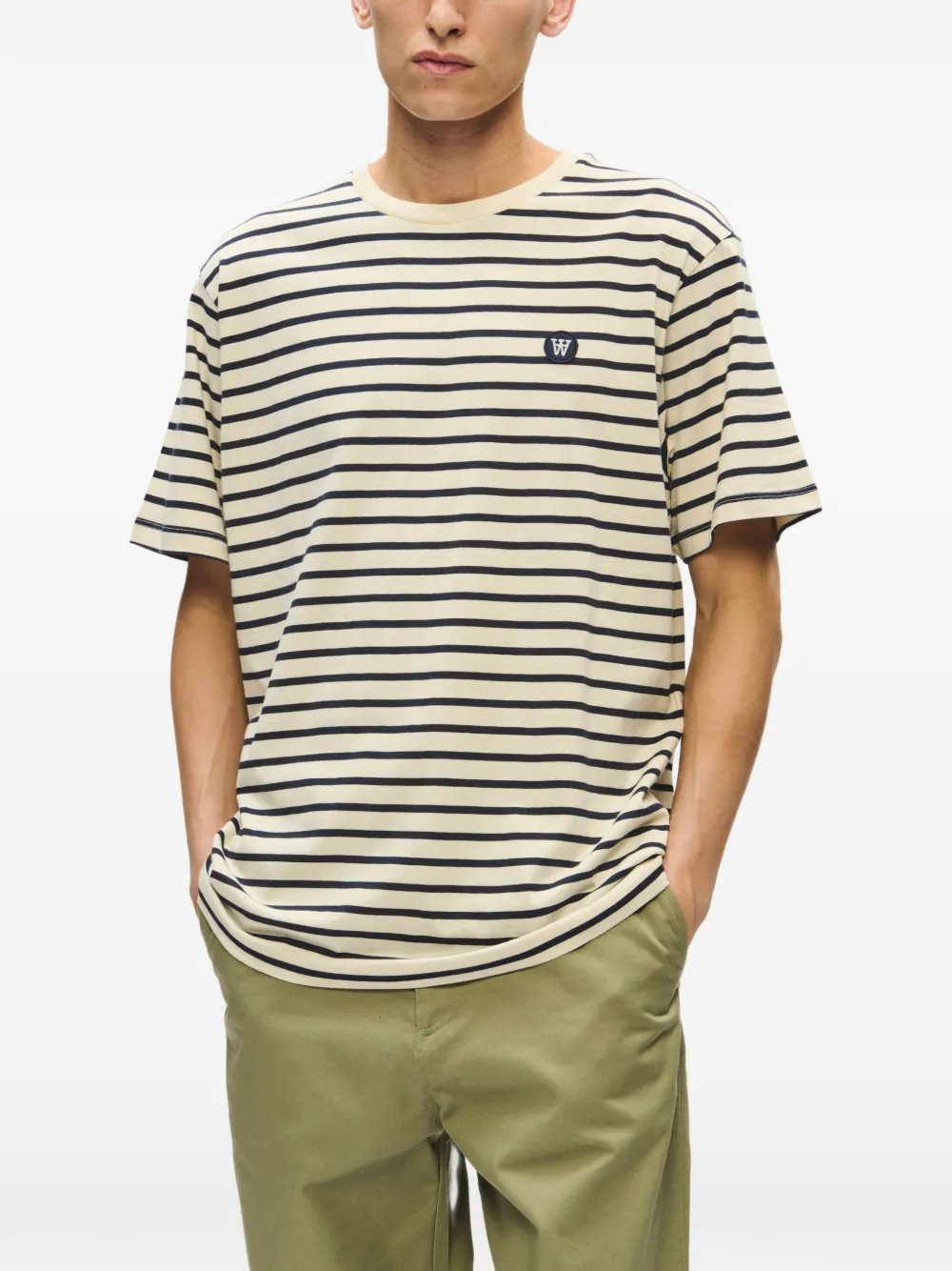 Wood T-shirt met logopatch Wit