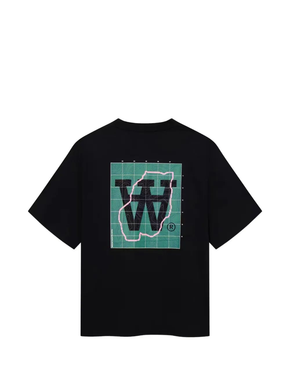 Wood WWLiam Map katoenen T-shirt met logo-print Zwart
