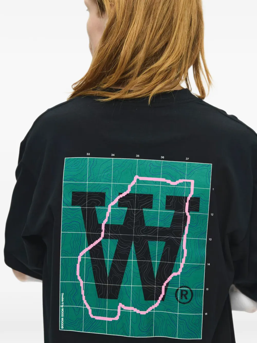 Wood WWLiam Map katoenen T-shirt met logo-print Zwart