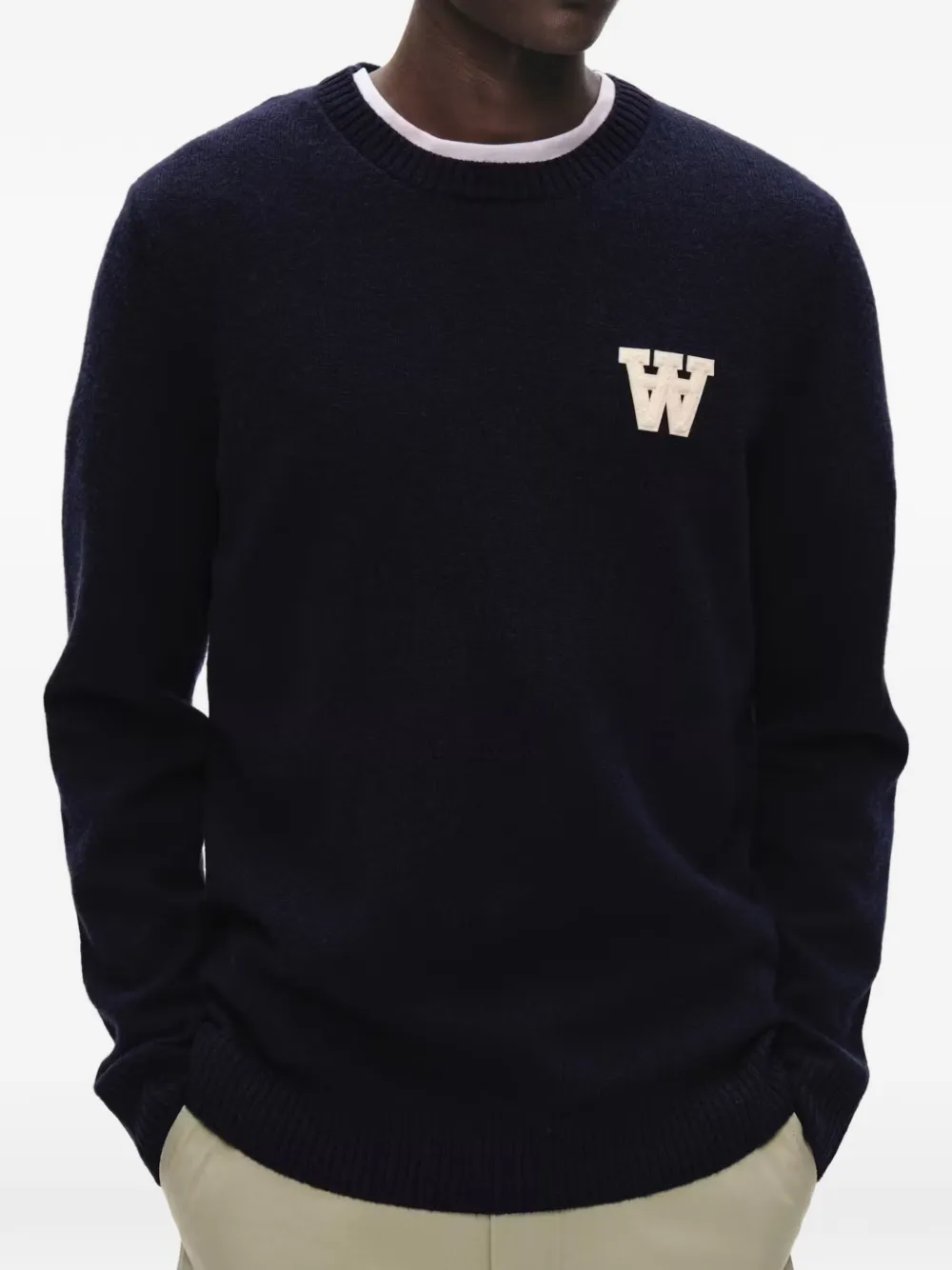 Wood WWTay trui met ronde hals en logo-patch Blauw