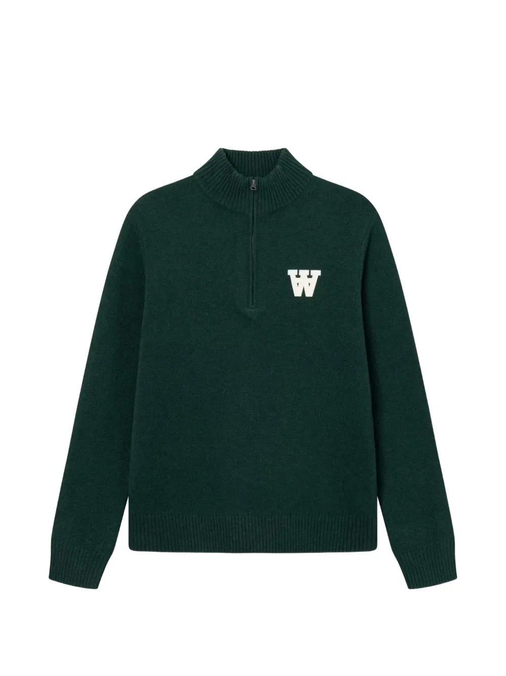 Wood Wood pull à patch logo et zip partiel - Vert Wood Wood pull à patch logo et zip partiel - Vert