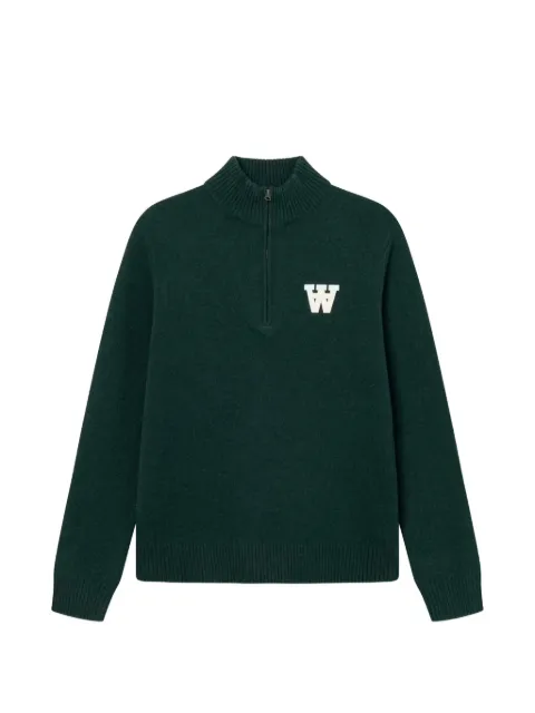 Wood Wood logo-patch quarter-zip sweater