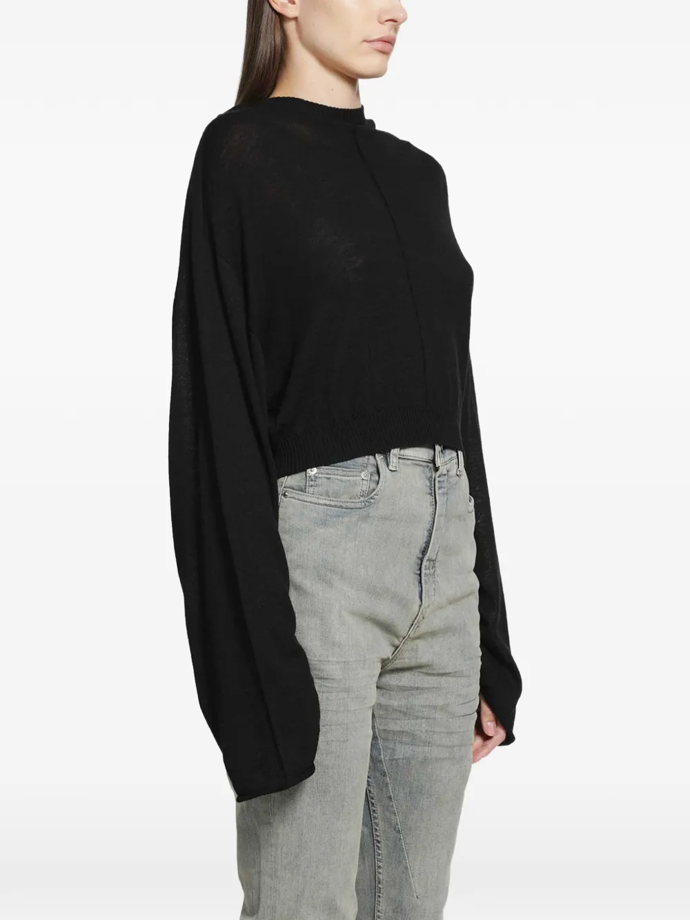Rick Owens Cropped hoodie Zwart