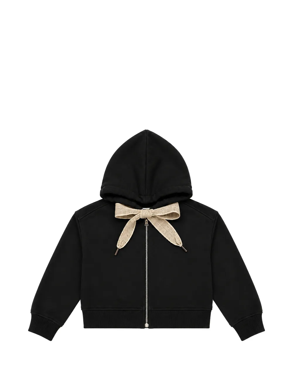 Miss Grant Kids bow-detail zip-up hoodie - Nero