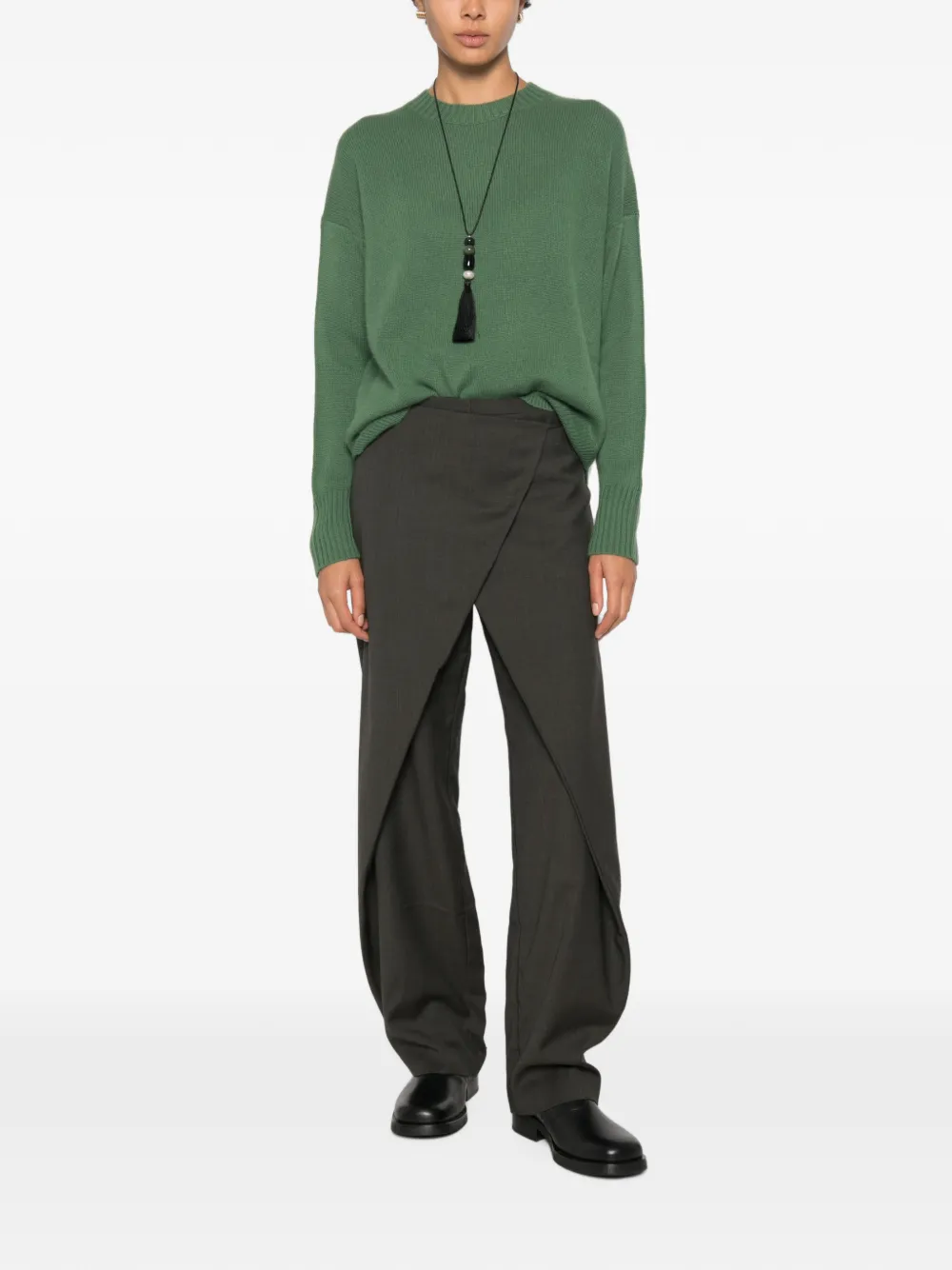 Allude Trui met verlaagde schouders en geribbelde afwerking Groen