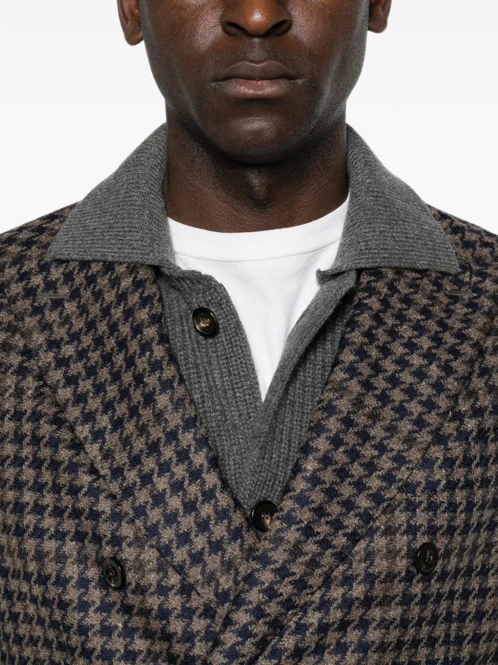 Boglioli Jack met dubbele rij knopenen pied-de-poule print Bruin