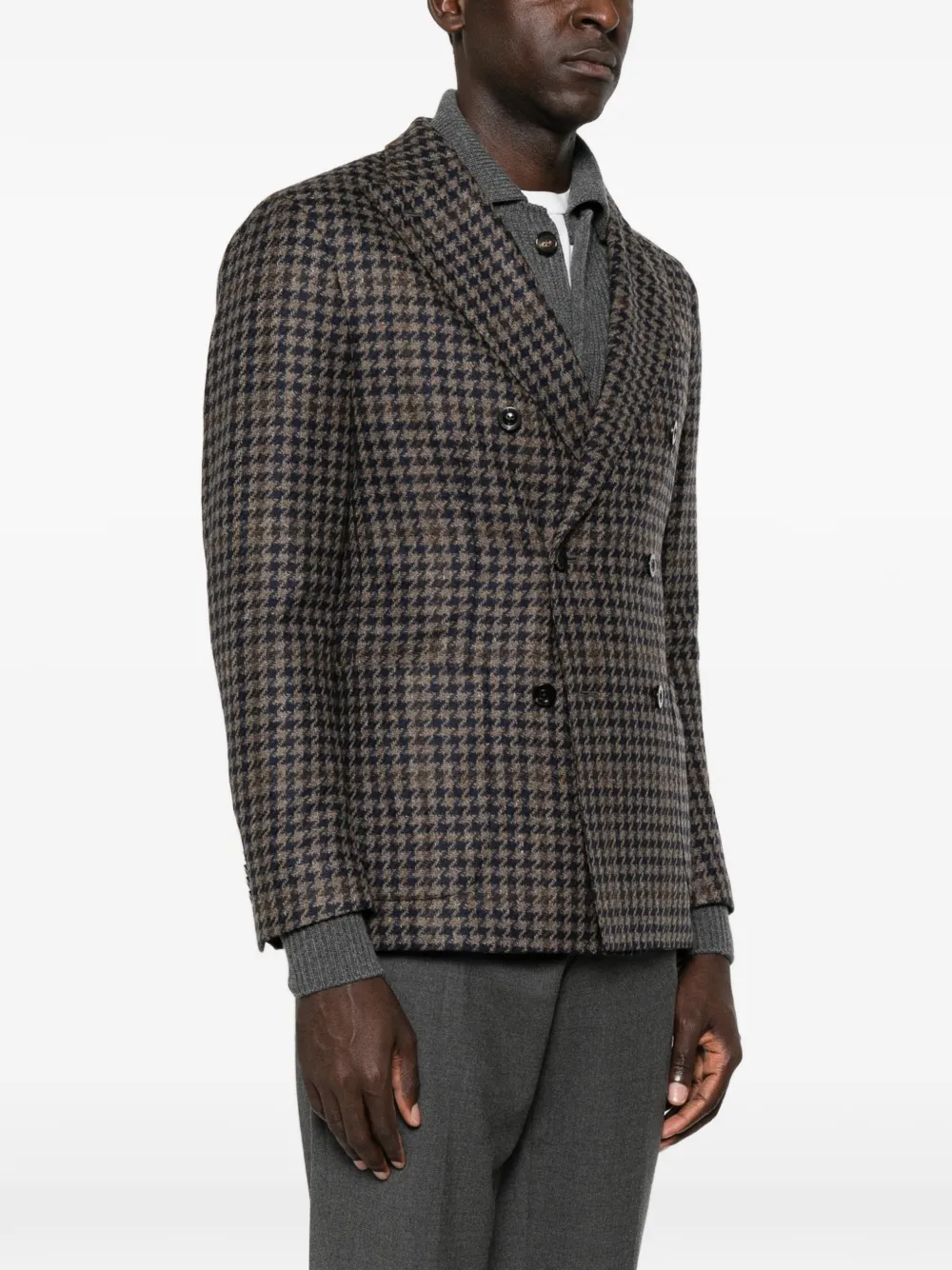 Boglioli Jack met dubbele rij knopenen pied-de-poule print Bruin