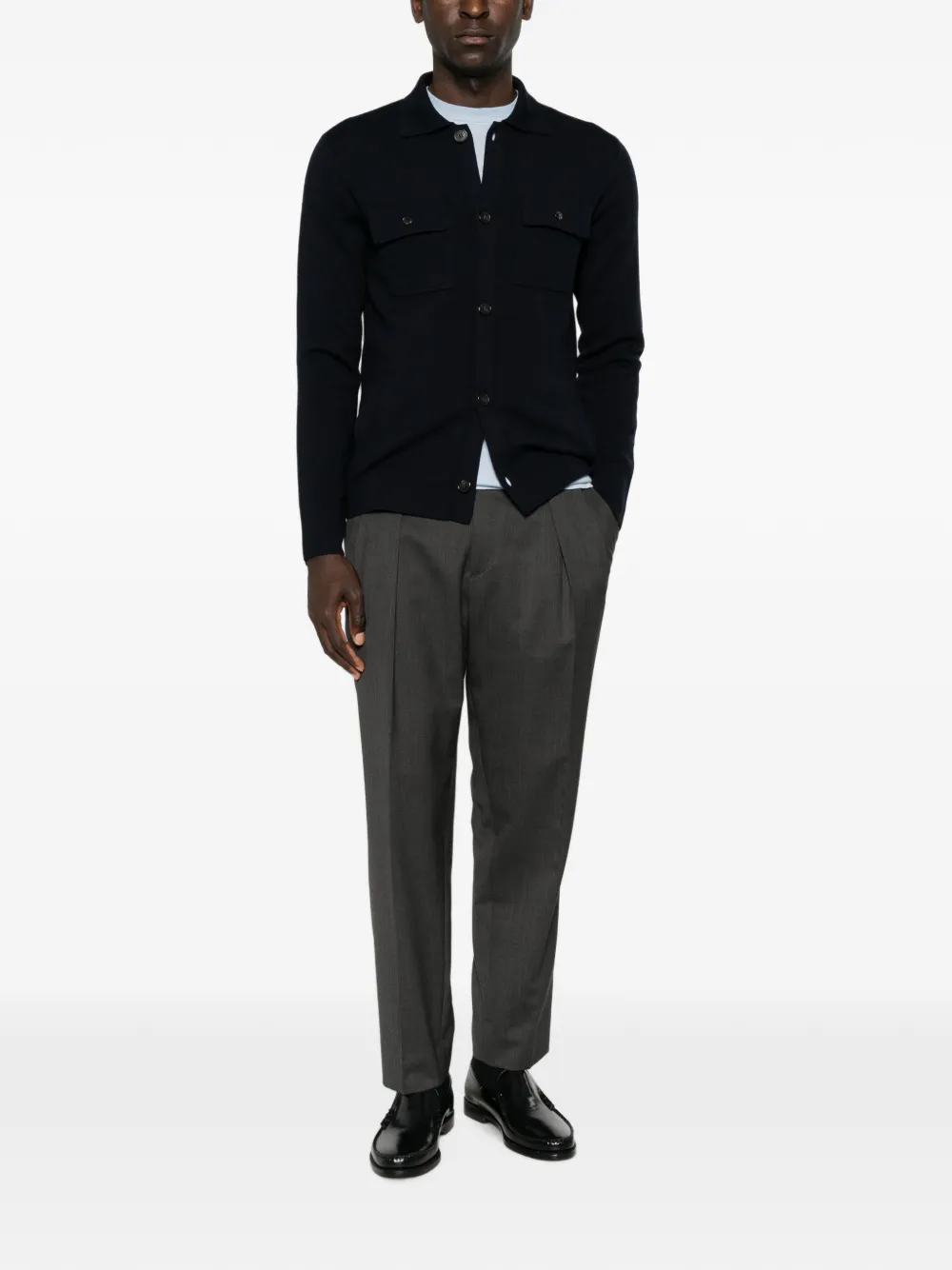 Zanone Vest met borstzak en knopen Blauw