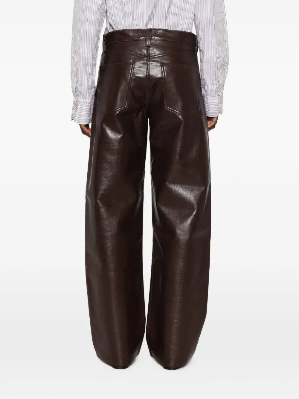 AGOLDE Gecoate broek met wijde pijpen Bruin