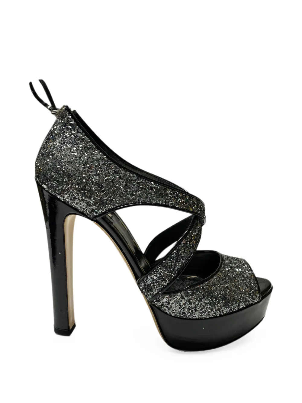 Miu Miu Pre-Owned Glitter platform sandals - Grau