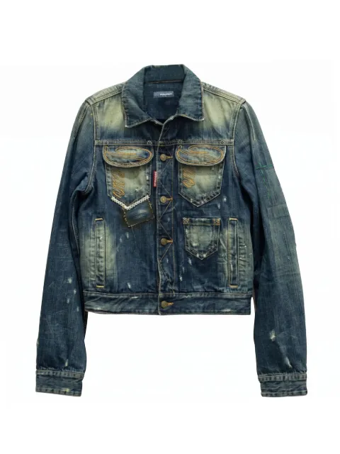 DSQUARED2 distressed embroidered denim jacket