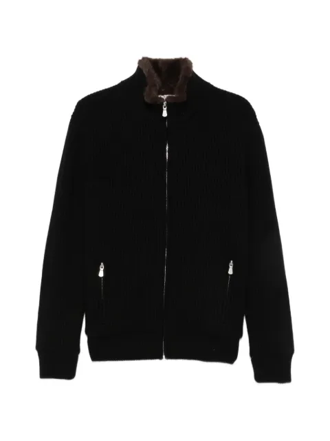 Barba ribbed-knit faux-fur-trim jacket