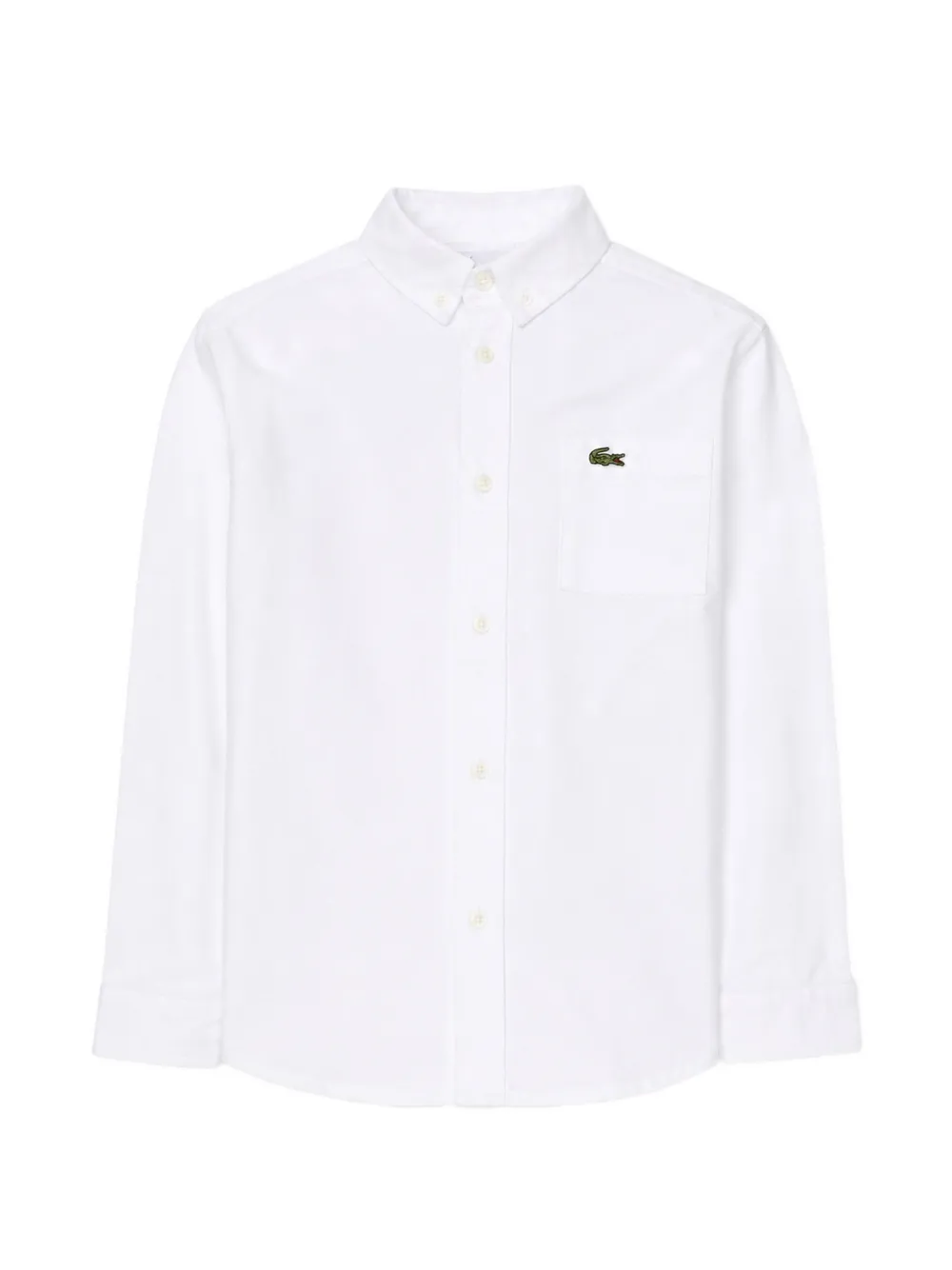 Lacoste Kids logo-patch button-down shirt - Bianco