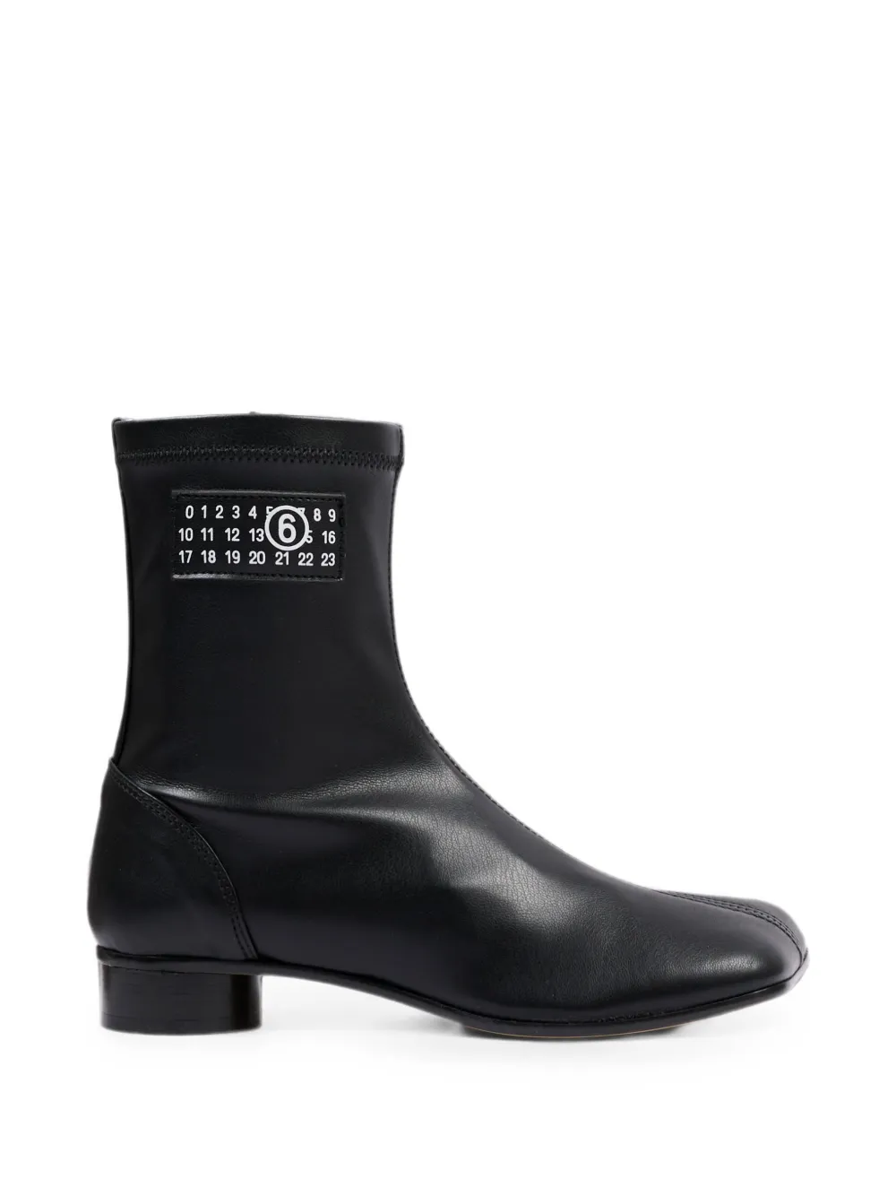MM6 Maison Margiela Kids logo-patch leather boots Zwart