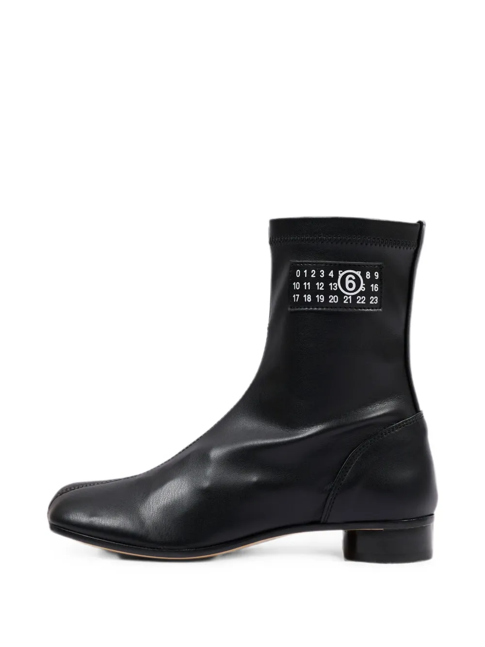 MM6 Maison Margiela Kids logo-patch leather boots Zwart