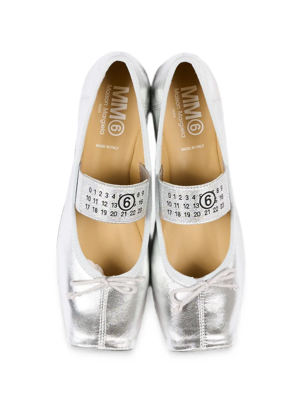 MM6 Maison Margiela Kids Metallic ballerina's met vierkante neus Zilver