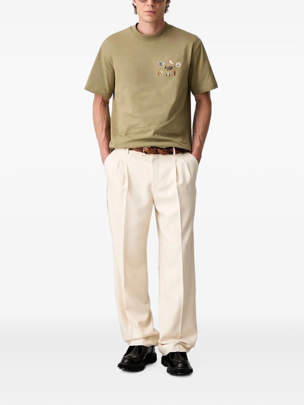 Barbour T-shirt met geborduurde patch Groen