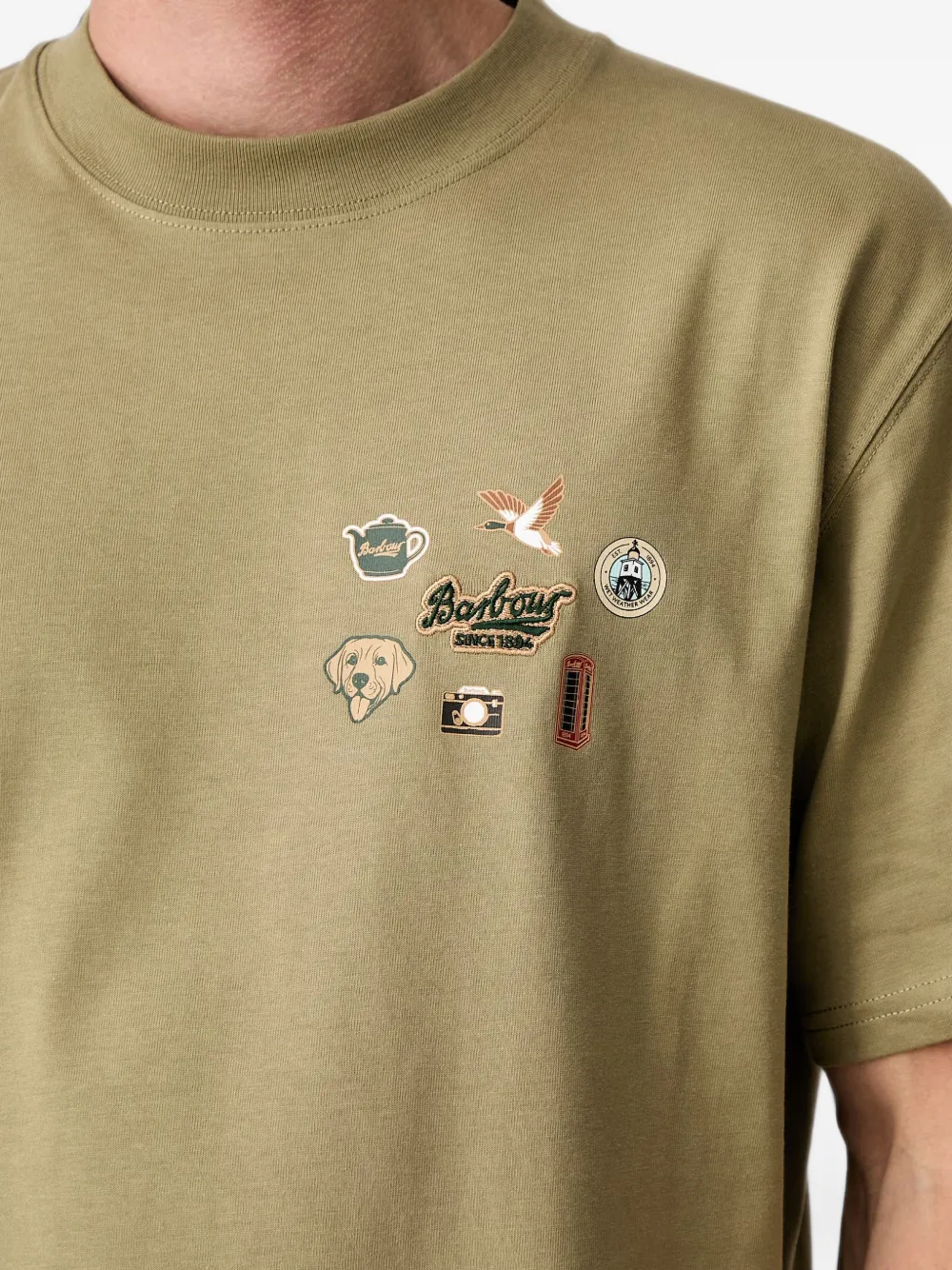 Barbour T-shirt met geborduurde patch Groen