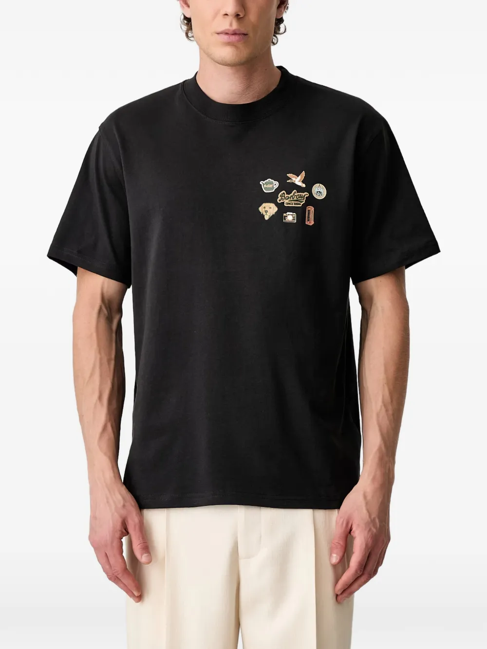 Barbour Pin badge graphic-print T-shirt Zwart