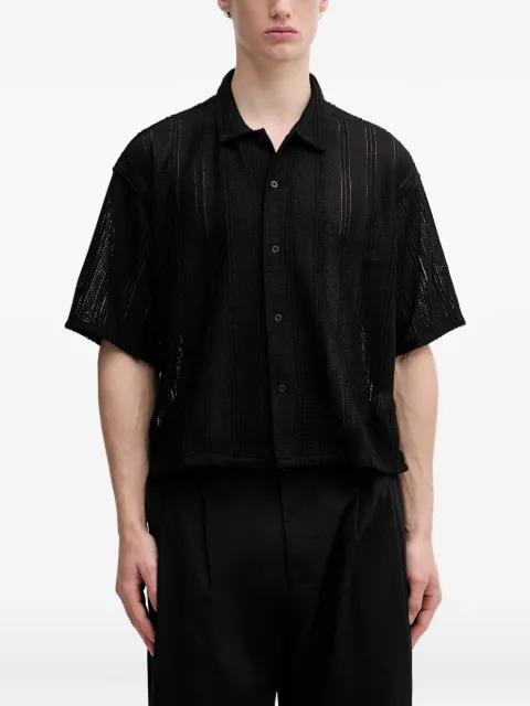 BEAMS open-knit striped shirt