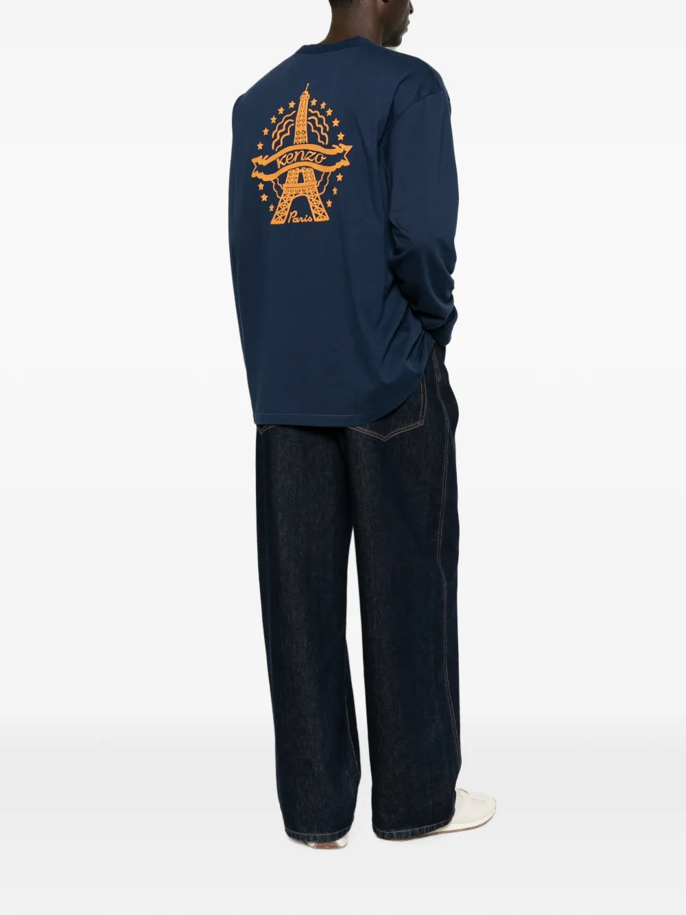 Kenzo T-shirt met Eiffeltoren-print en lange mouwen Blauw