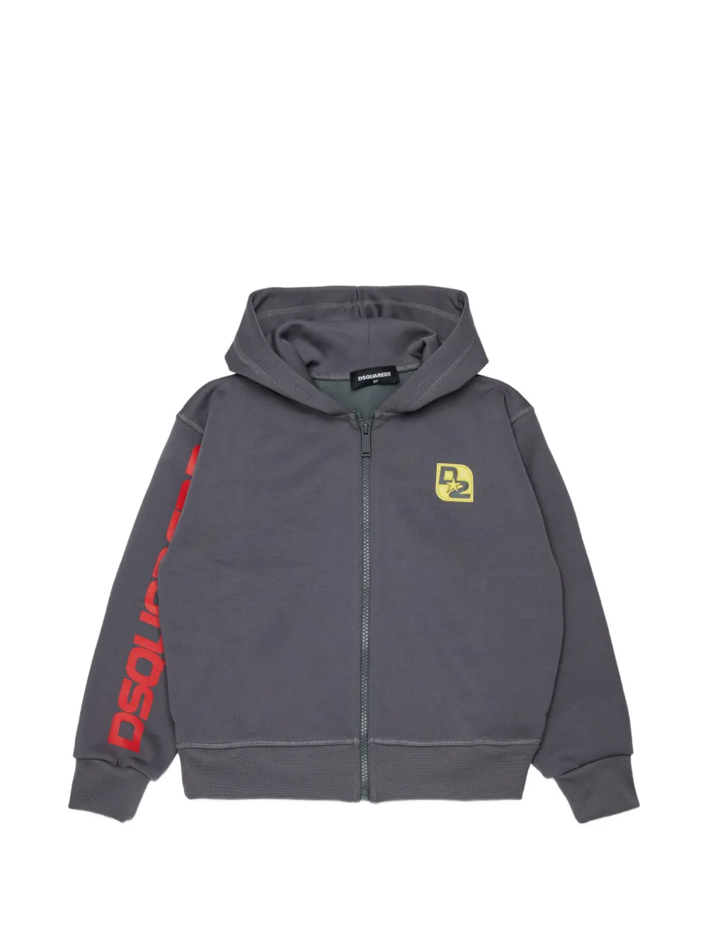 DSQUARED2 KIDS logo-patch zip-up hoodie - Grigio