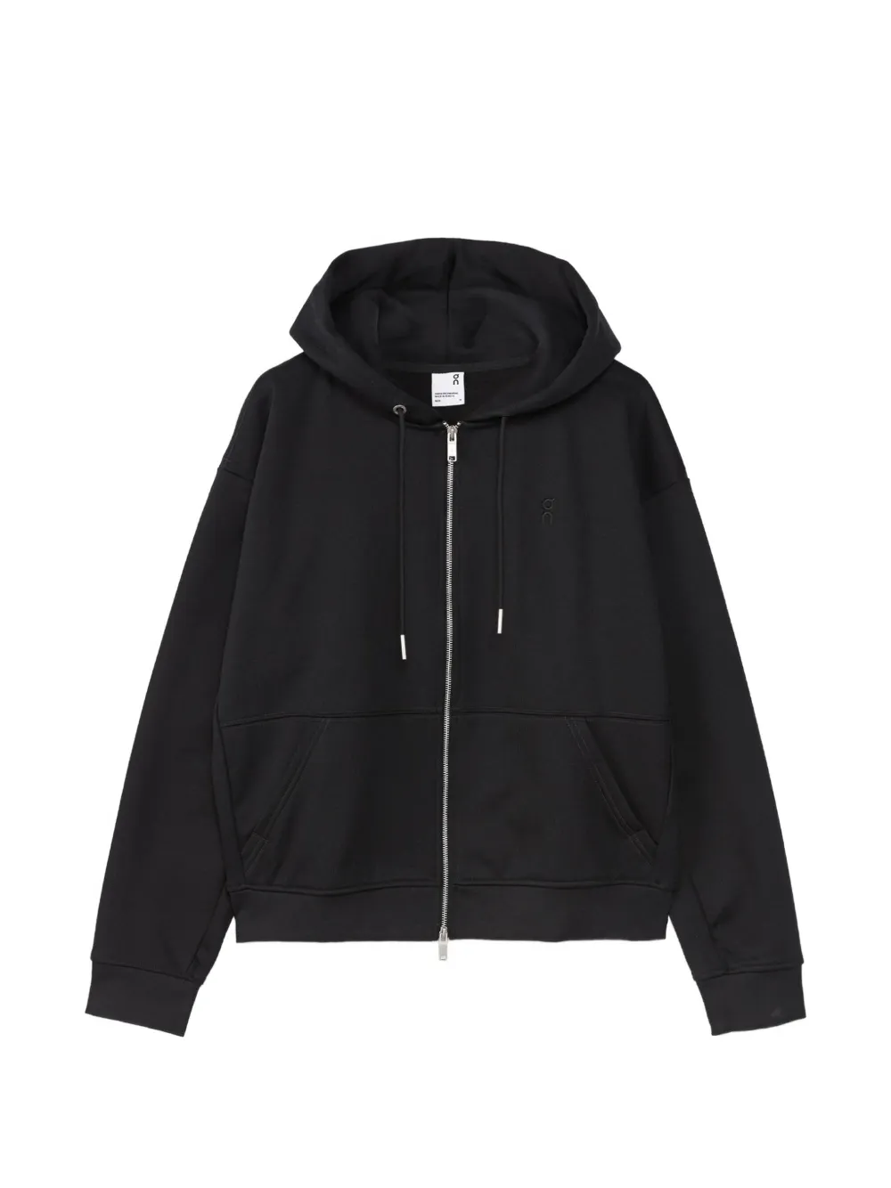 On zip-up drawstring hoodie - Nero