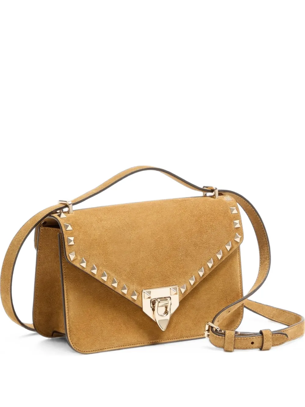Valentino Garavani Rockstud small shoulder bag in suede - Toni neutri