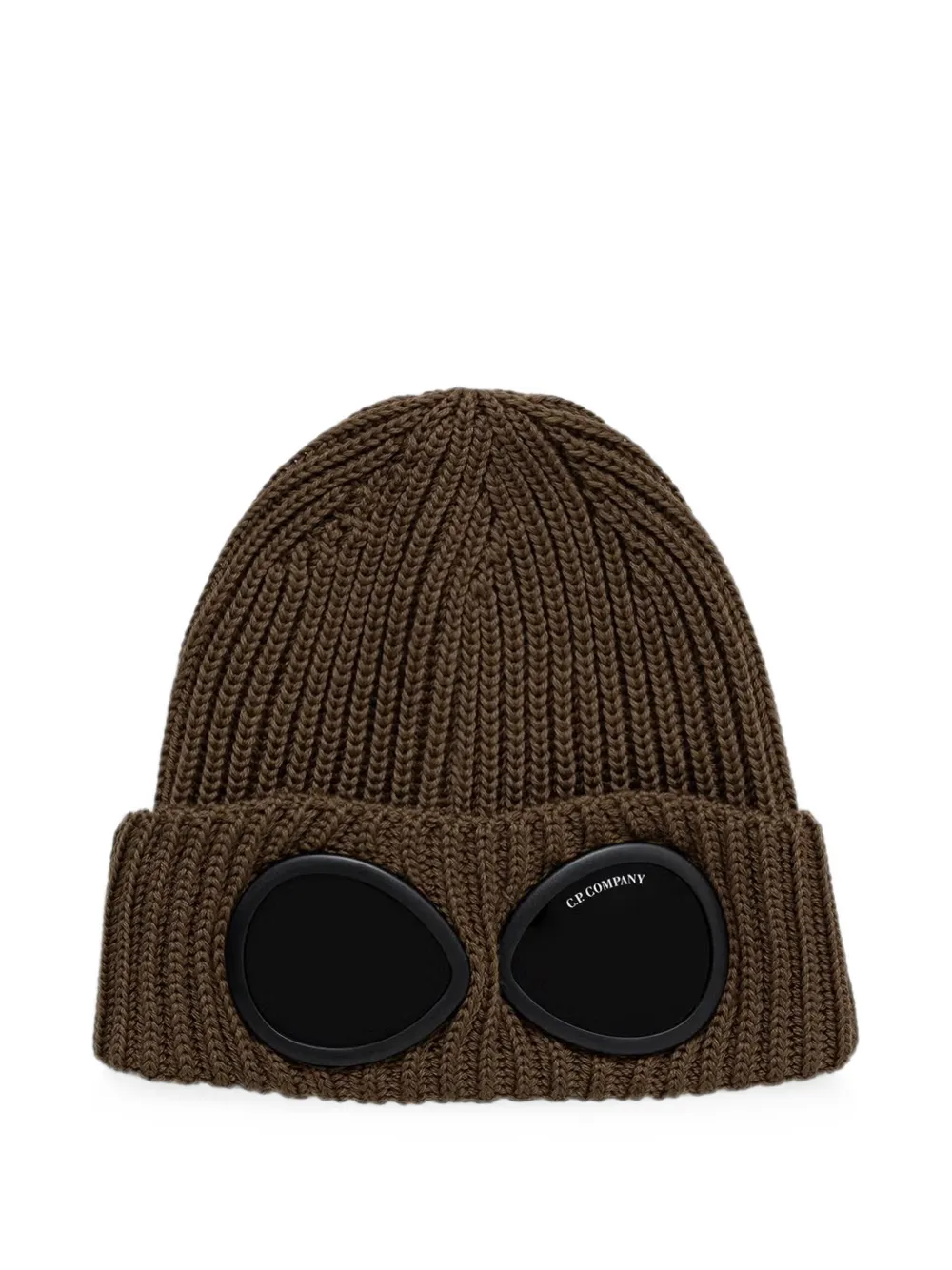 C.P. Company Goggle ribbed-knit beanie hat - Marrone