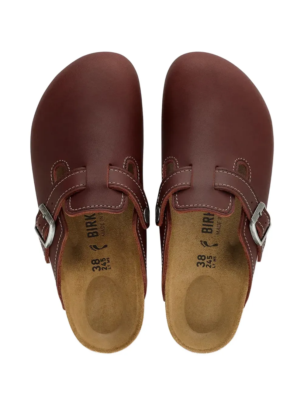 Birkenstock Boston Workwear leather buckle-strap mules Bruin