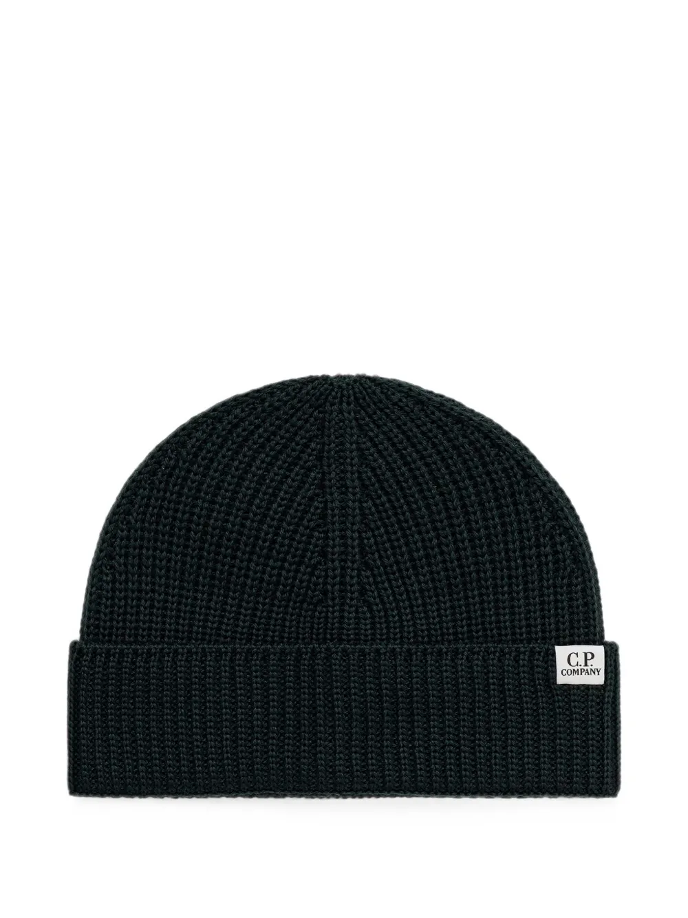 C.P. Company ribbed-knit logo-patch beanie hat - Verde