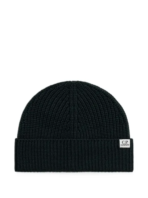 C.P. Company ribbed-knit logo-patch beanie hat