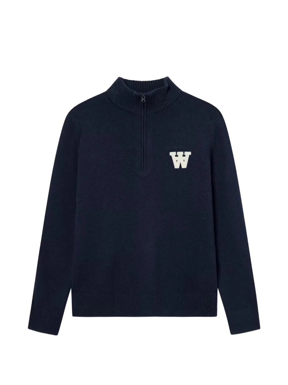 Wood Wood pull WWTay à col zippé et patch logo - Bleu Wood Wood pull WWTay à col zippé et patch logo - Bleu