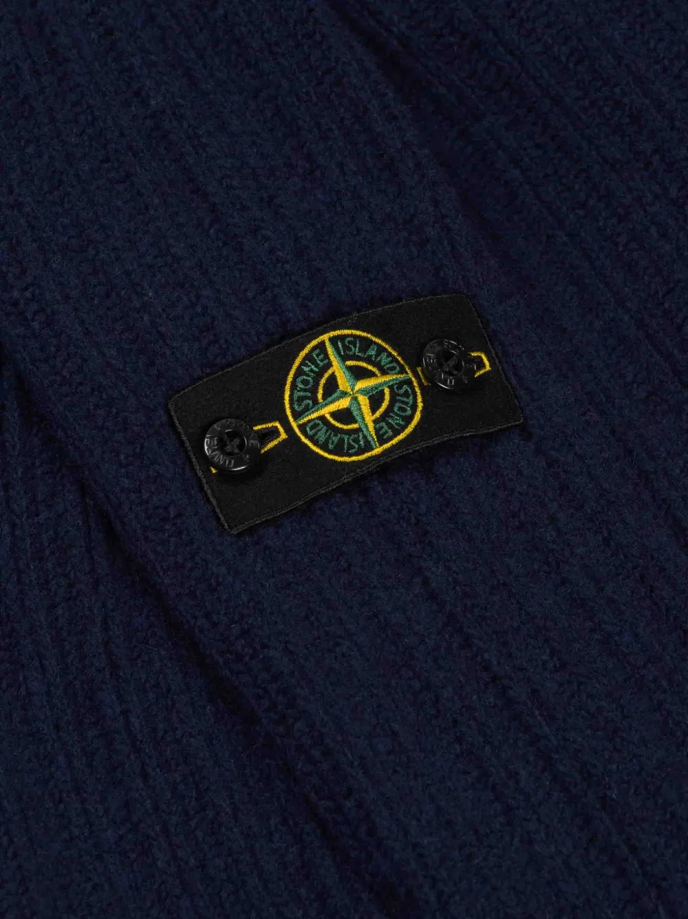 Stone Island Junior Ribgebreide trui met Compass-patch Blauw