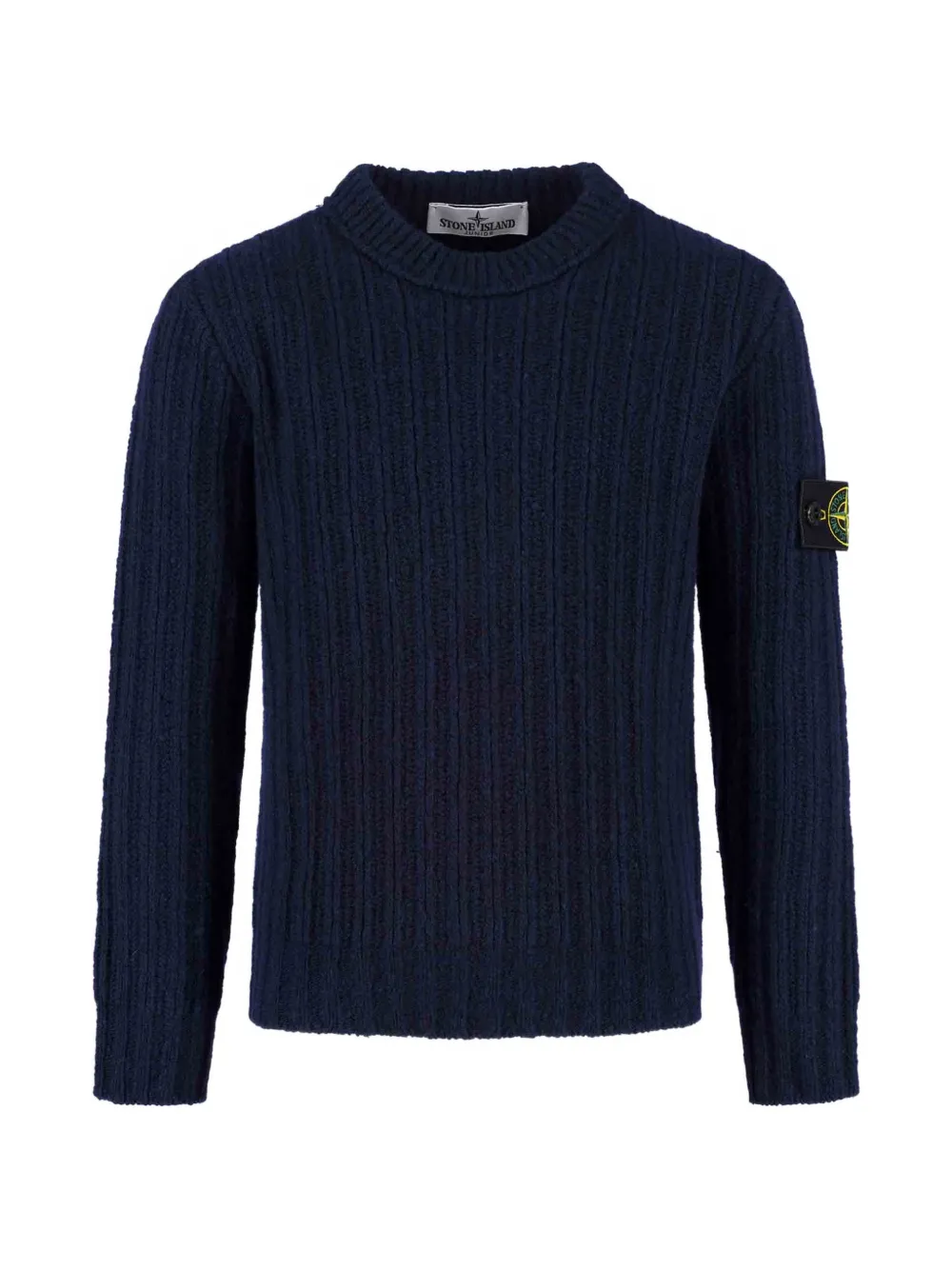 Stone Island Junior Compass-patch ribbed-knit sweater - Blu