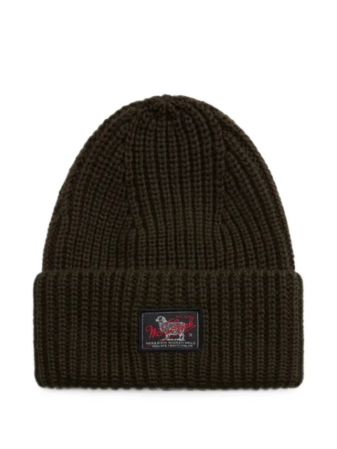 Woolrich Gorro de tricô canelado com patch de logo