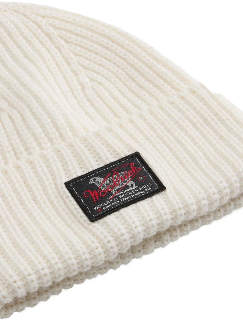 Woolrich Ribgebreide muts Beige