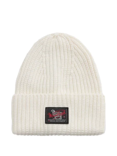 Woolrich Gorro de tricô canelado com patch de logo