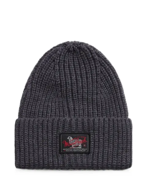 Woolrich Gorro de tricô canelado com patch de logo