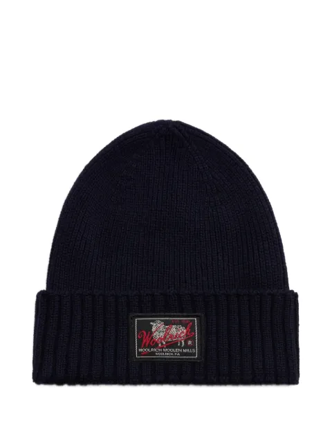 Woolrich logo-patch ribbed-knit beanie hat