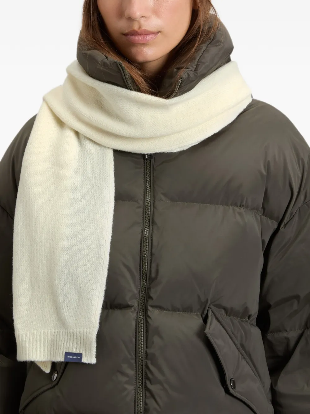 Woolrich Ribgebreide muts en sjaal set Beige