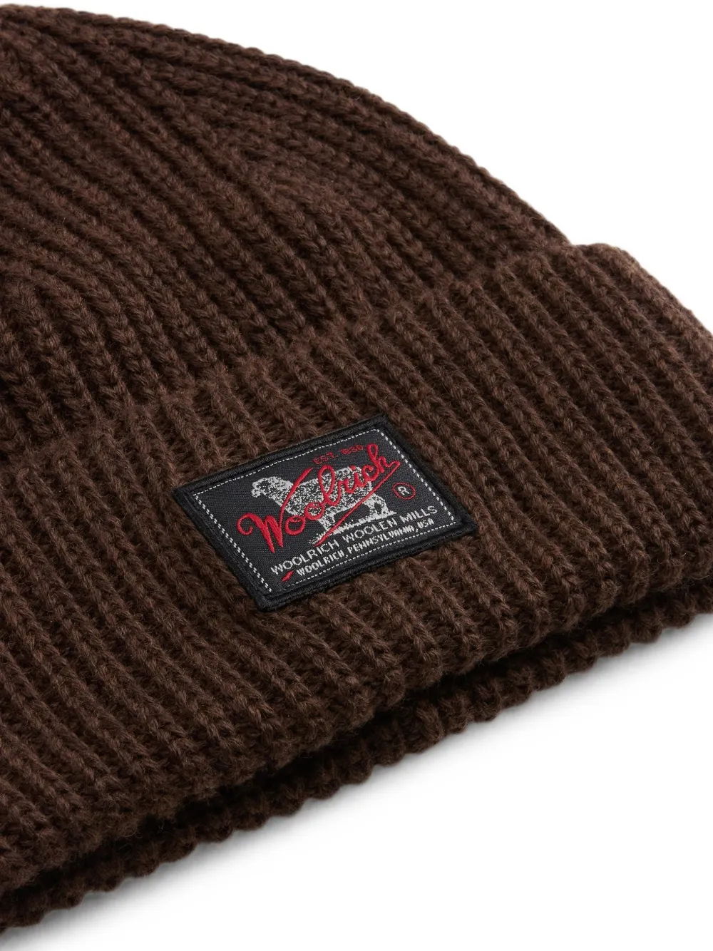 Woolrich Ribgebreide muts Bruin