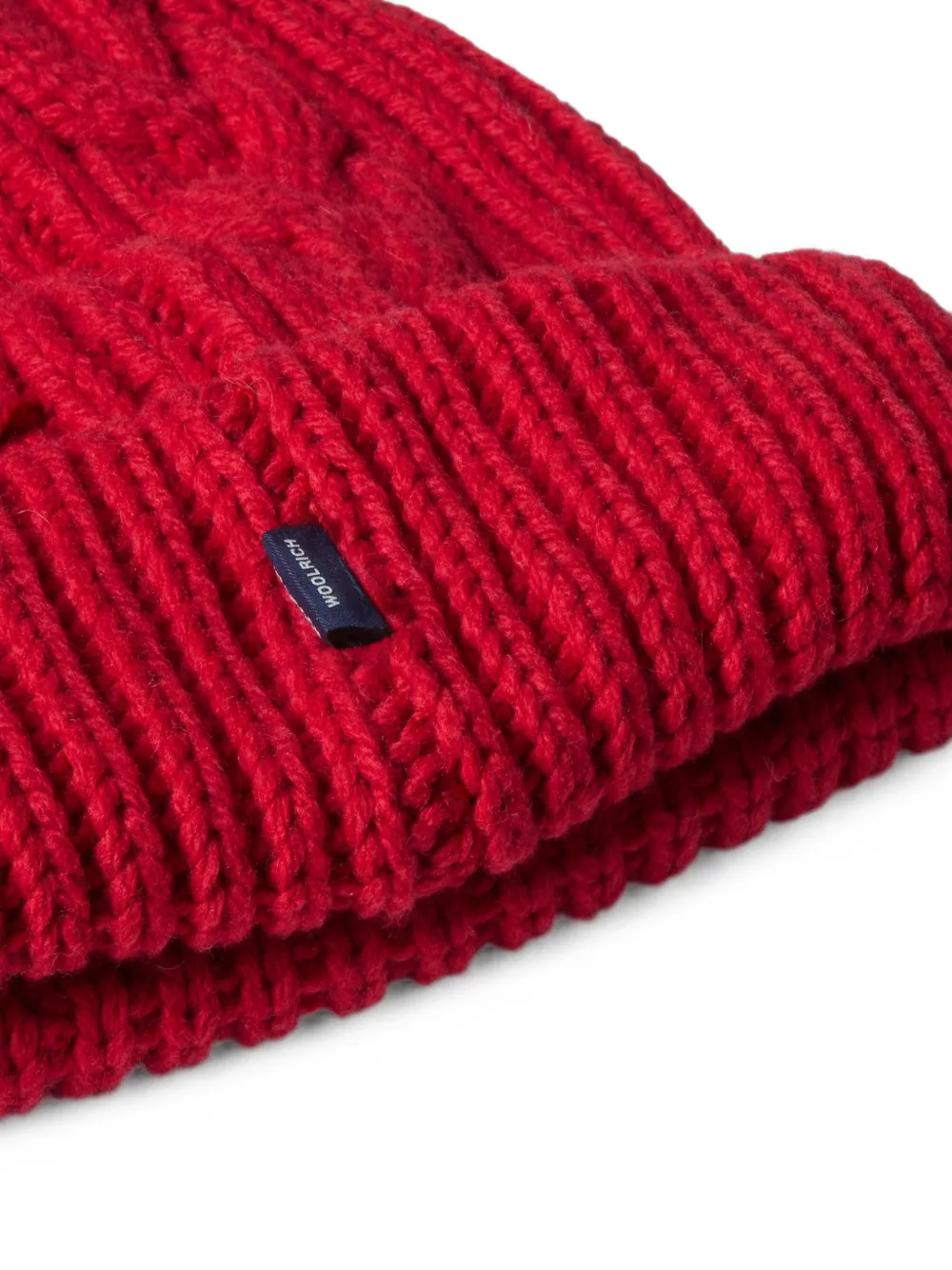 Woolrich cable-knit beanie hat Rood
