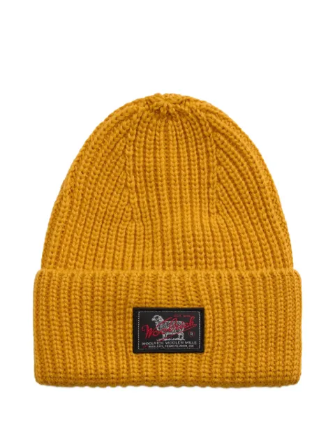 Woolrich logo-patch ribbed-knit beanie hat