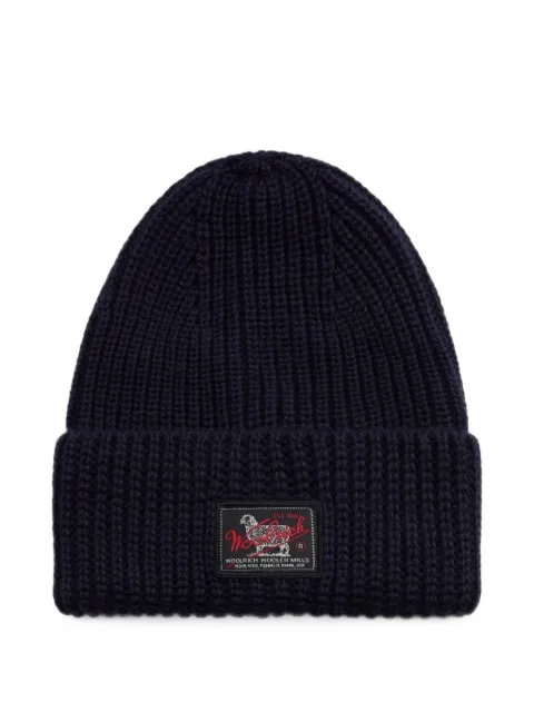 Woolrich Gorro de tricô canelado com patch de logo